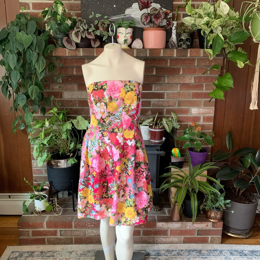 ❤️POCKETS! Ny&Co strapless floral party dress